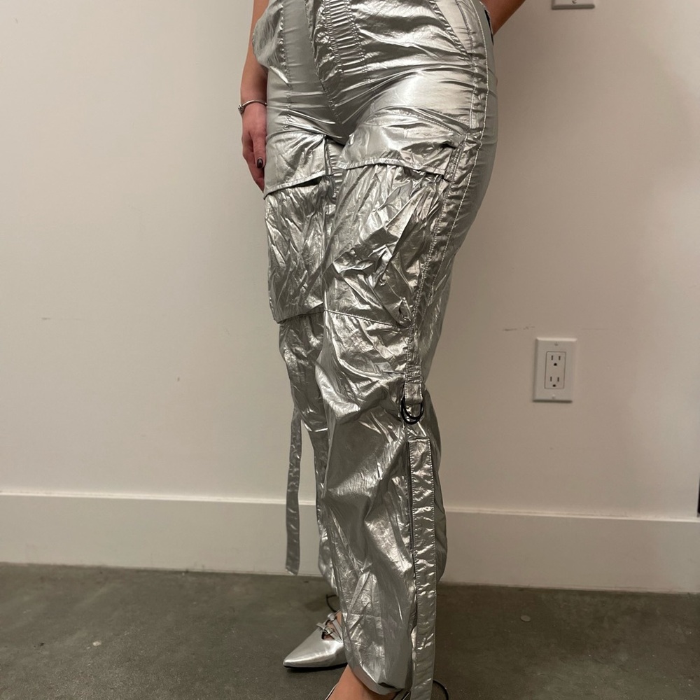 Metallic cargo pants